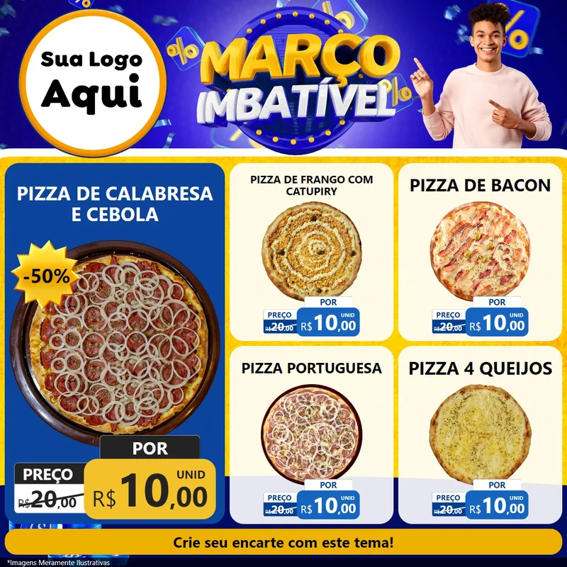 Modelo de Rede Social para Feed Facebook com o tema Março Imbatível para Pizzaria
