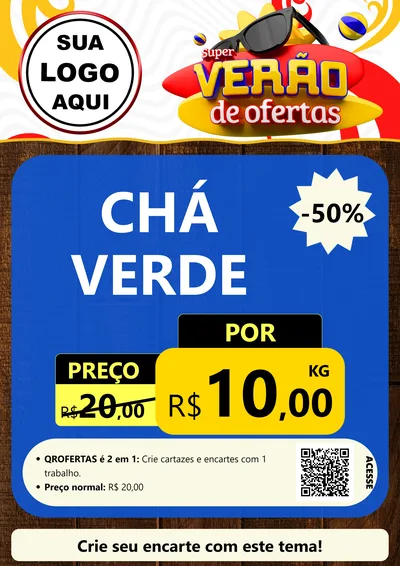 Modelo de Cartaz para Cartaz A4 Vertical com o tema Super Verão de Ofertas para Produtos Naturais