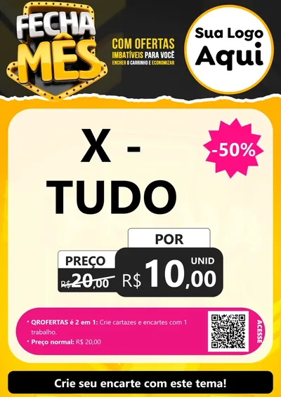 Modelo de Cartaz para Cartaz A4 Vertical com o tema Fecha Mês para Hamburgueria