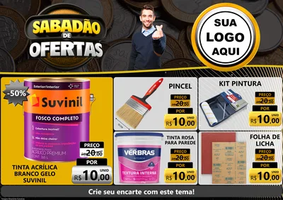 Modelo de Encarte para Encarte A4 Horizontal com o tema Sabadão de Ofertas para Tintas e Ferramentas