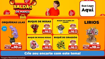 Modelo de TV para TV Horizontal com o tema Saldão de Março para Floricultura e jardim