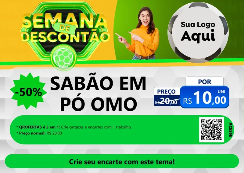 Modelo de Cartaz para Cartaz A4 Horizontal com o tema Semana de Descontão - Copa para Produtos de Limpeza