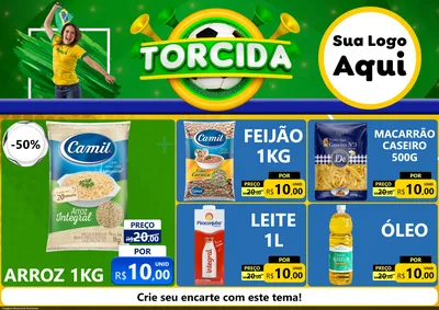 Modelo de Encarte para Encarte A4 Horizontal com o tema Torcida para Supermercado