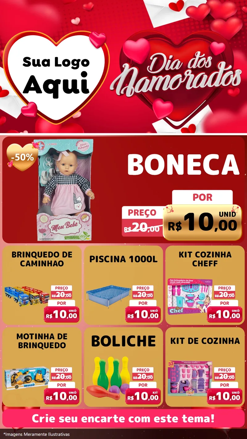 Modelo de Rede Social para Stories com o tema Dia Dos Namorados para Brinquedos