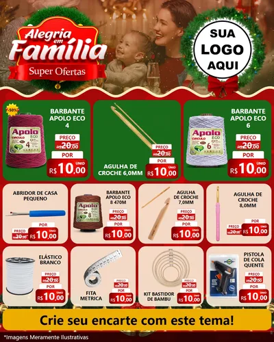 Modelo de Rede Social para Feed Instagram com o tema Alegria Em Família - Super Ofertas para Armarinho e Aviamentos