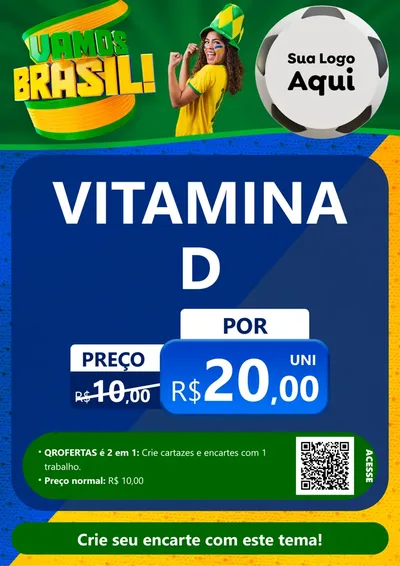 Modelo de Cartaz para Cartaz A4 Vertical com o tema Vamos Brasil - Copa para Farmácia