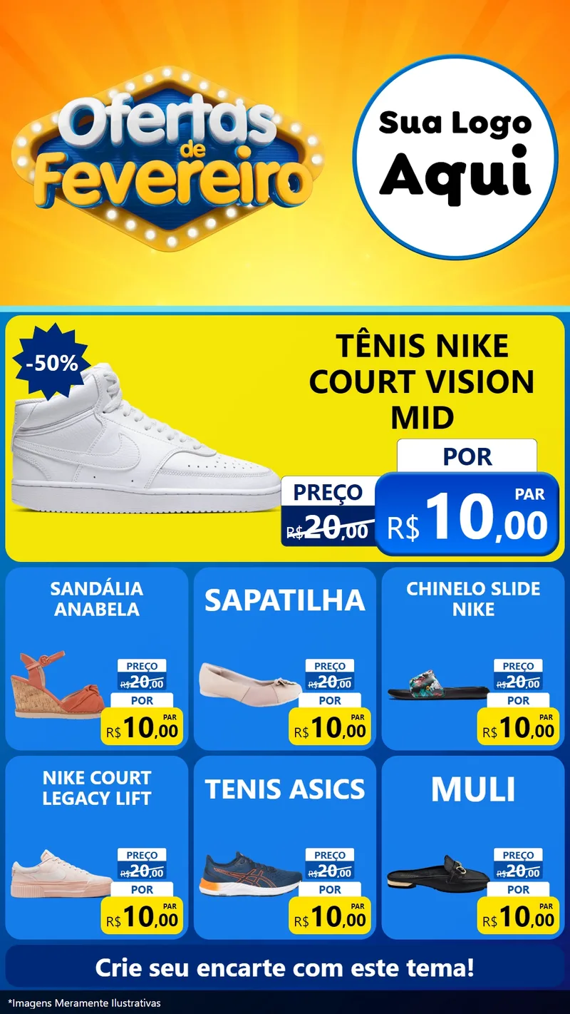 Modelo de Rede Social para Stories com o tema Ofertas de Fevereiro para Calçados
