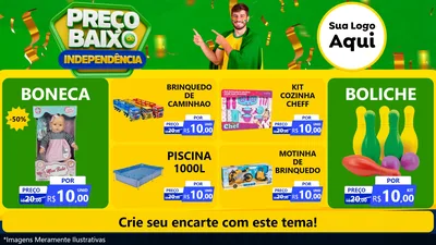Modelo de TV para TV Horizontal com o tema Preço Baixo de Independência para Brinquedos