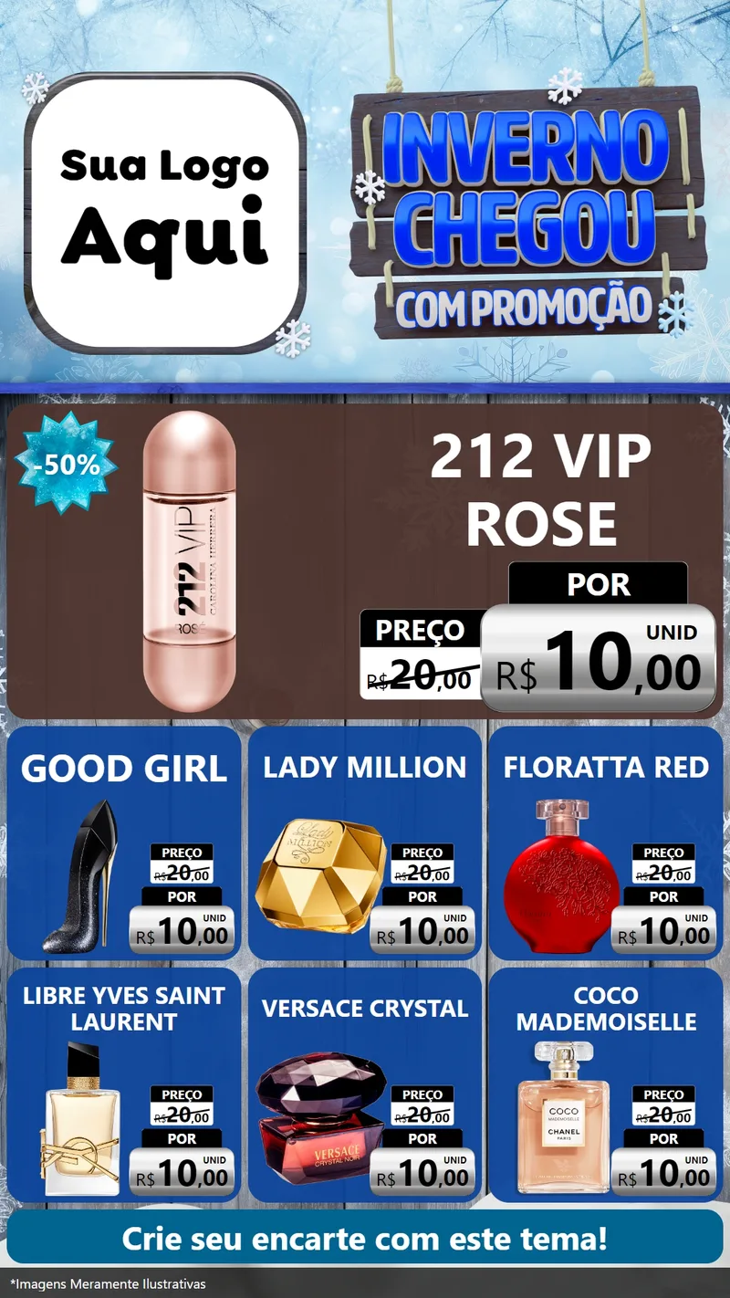 Modelo de Rede Social para Stories com o tema Inverno Chegou Com Promoção para Perfumes