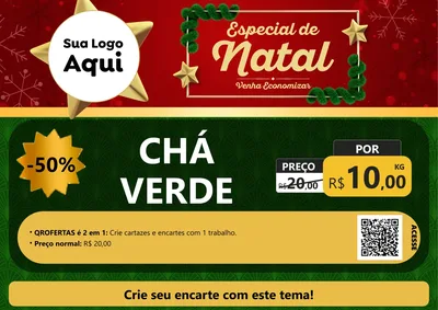 Modelo de Cartaz para Cartaz A4 Horizontal com o tema Especial de Natal para Produtos Naturais