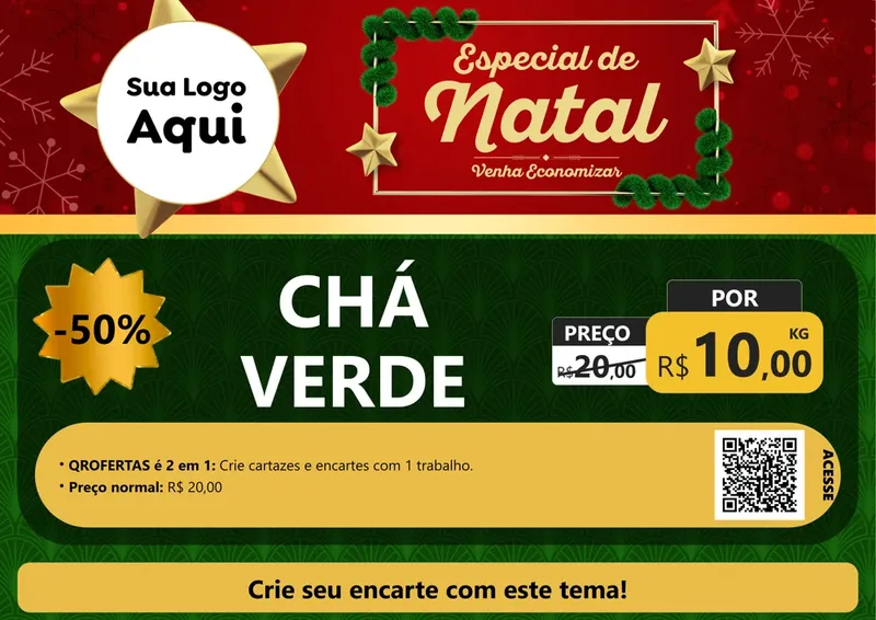 Modelo de Cartaz para Cartaz A4 Horizontal com o tema Especial de Natal para Produtos Naturais