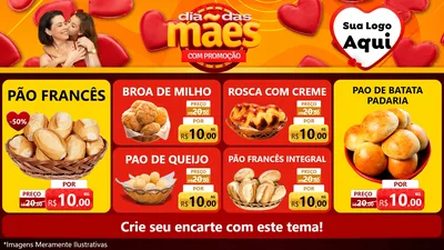 Modelo de TV para TV Horizontal com o tema Dia das Mães com Promoção para Padaria