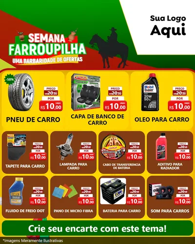 Modelo de Rede Social para Feed Instagram com o tema Semana Farroupilha - Uma Barbaridade de Ofertas para Auto peças