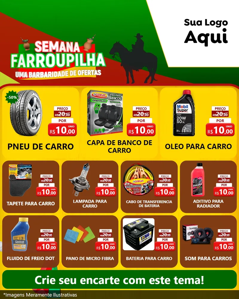 Modelo de Rede Social para Feed Instagram com o tema Semana Farroupilha - Uma Barbaridade de Ofertas para Auto peças