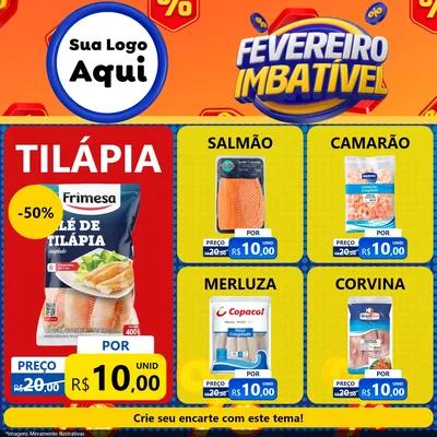 Modelo de Rede Social para Feed Facebook com o tema Fevereiro Imbatível para Peixaria