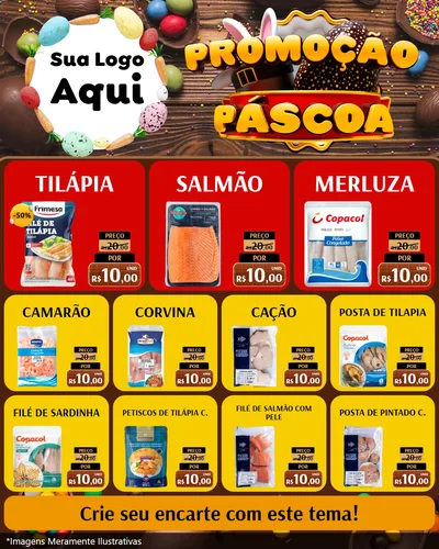 Modelo de Rede Social para Feed Instagram com o tema Promoção Páscoa para Peixaria