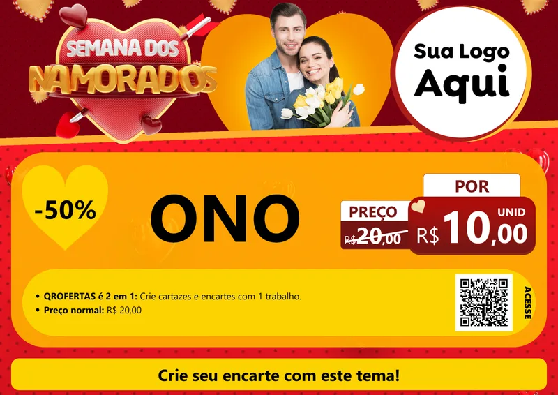Modelo de Cartaz para Cartaz A4 Horizontal com o tema Semana dos Namorados para Óticas