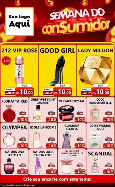Modelo de Encarte para Encarte Grande com o tema Semana do Consumidor para Perfumes