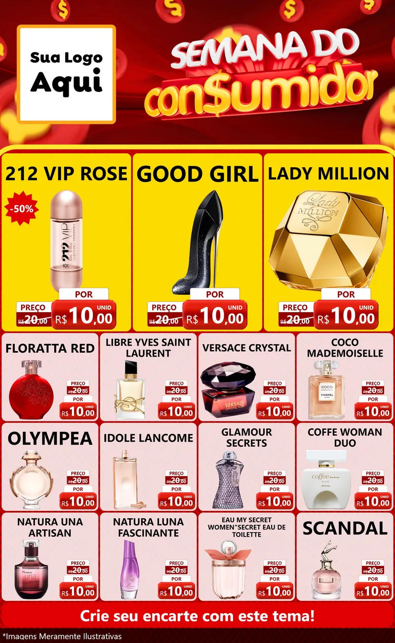Modelo de Encarte para Encarte Grande com o tema Semana do Consumidor para Perfumes