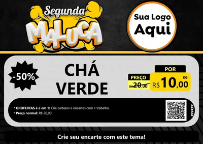 Modelo de Cartaz para Cartaz A4 Horizontal com o tema Segunda Maluca para Produtos Naturais