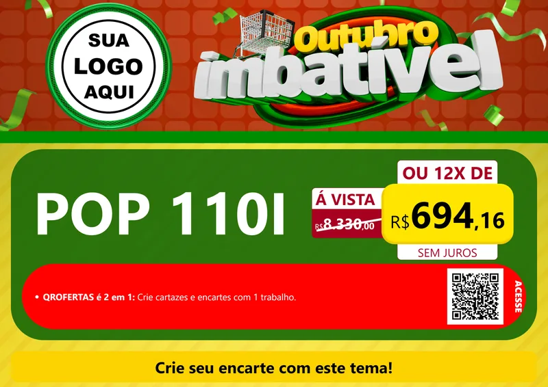 Modelo de Cartaz para Cartaz A4 Horizontal com o tema Outubro Imbatível para Concessionaria de Motos