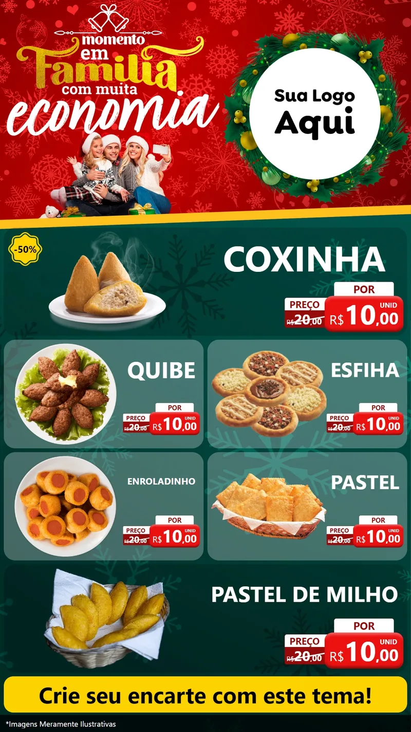 Modelo de TV para TV Vertical com o tema Momento em Família (Natal) para Salgadaria