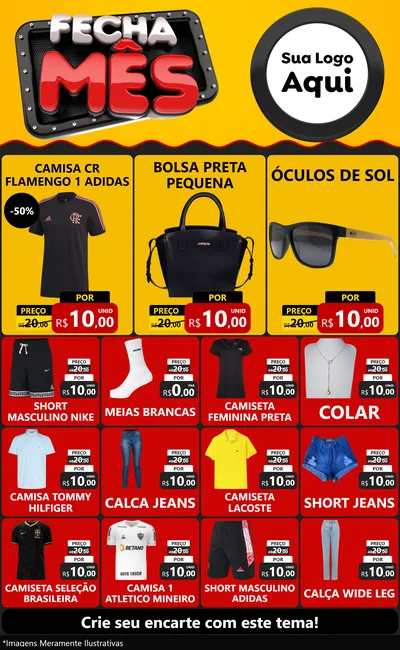 Modelo de Encarte para Encarte Grande com o tema Fecha Mês para Roupas e acessórios