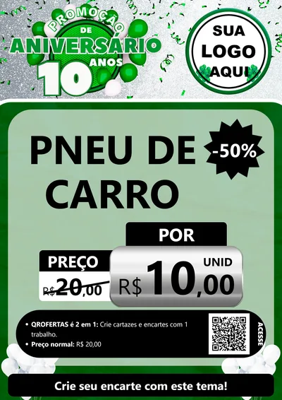 Modelo de Cartaz para Cartaz A4 Vertical com o tema Promoção de Aniversário - 10 Anos para Auto peças