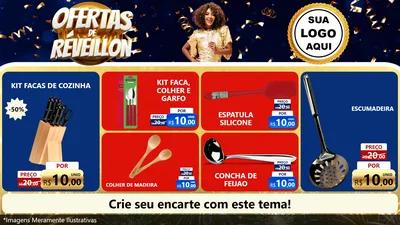 Modelo de TV para TV Horizontal com o tema Ofertas de Réveillon para Utilidades Domésticas