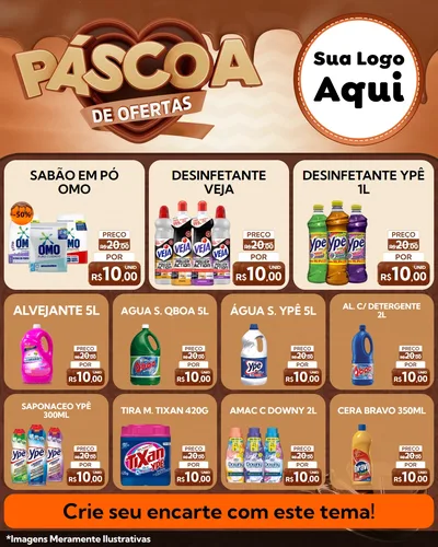 Modelo de Rede Social para Feed Instagram com o tema Páscoa de Ofertas para Produtos de Limpeza