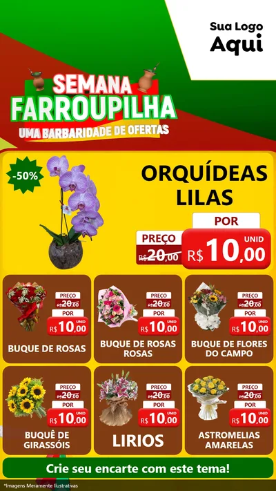 Modelo de Rede Social para Stories com o tema Semana Farroupilha - Uma Barbaridade de Ofertas para Floricultura e jardim