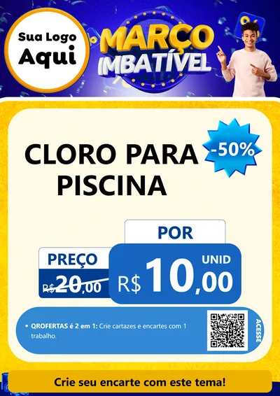 Modelo de Cartaz para Cartaz A4 Vertical com o tema Março Imbatível para Produtos para Piscina