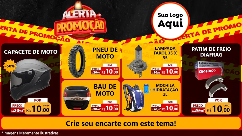 Modelo de TV para TV Horizontal com o tema Alerta de Promoção para Moto peças