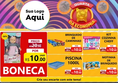 Modelo de Encarte para Encarte A4 Horizontal com o tema Quarta da Economia para Brinquedos