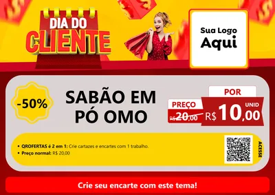 Modelo de Cartaz para Cartaz A4 Horizontal com o tema Dia do Cliente para Produtos de Limpeza