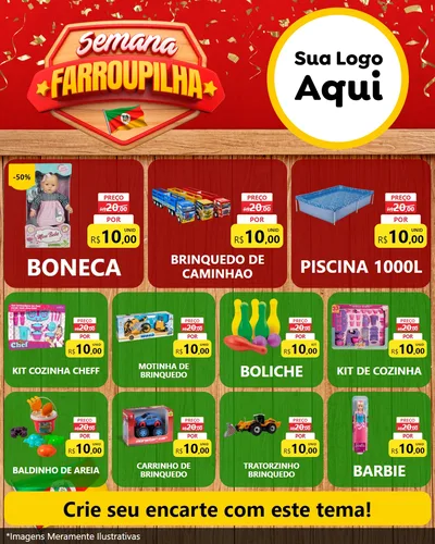 Modelo de Rede Social para Feed Instagram com o tema Semana Farroupilha para Brinquedos
