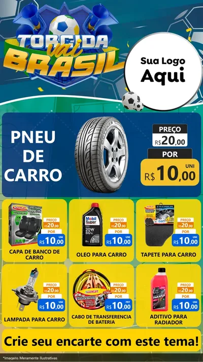 Modelo de Rede Social para Stories com o tema Torcida Vai Brasil - Copa para Auto peças