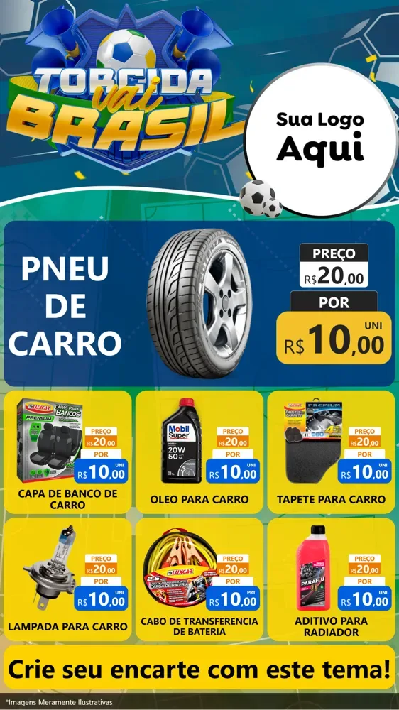 Modelo de Rede Social para Stories com o tema Torcida Vai Brasil - Copa para Auto peças