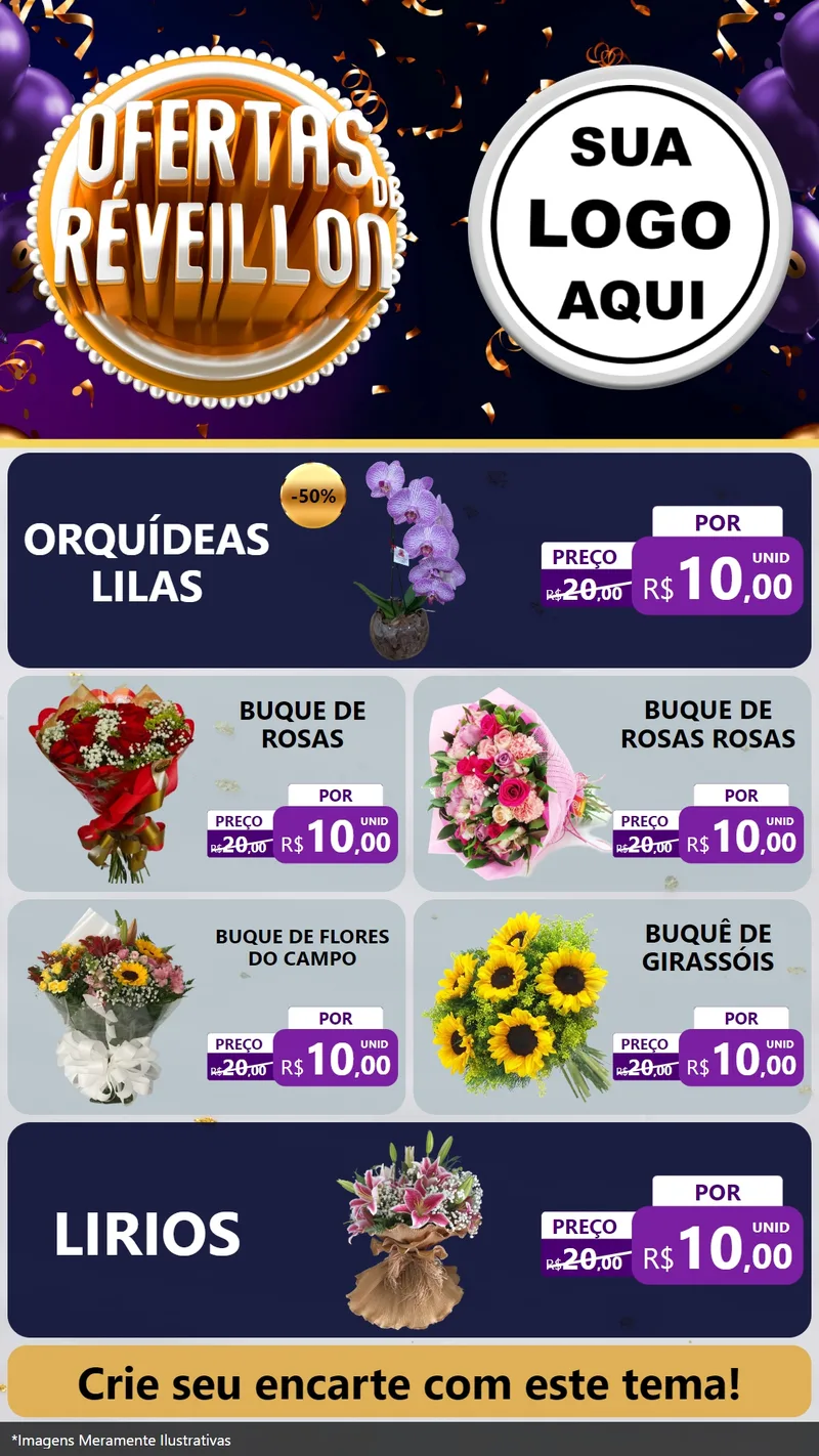 Modelo de TV para TV Vertical com o tema Ofertas de Réveillon para Floricultura e jardim