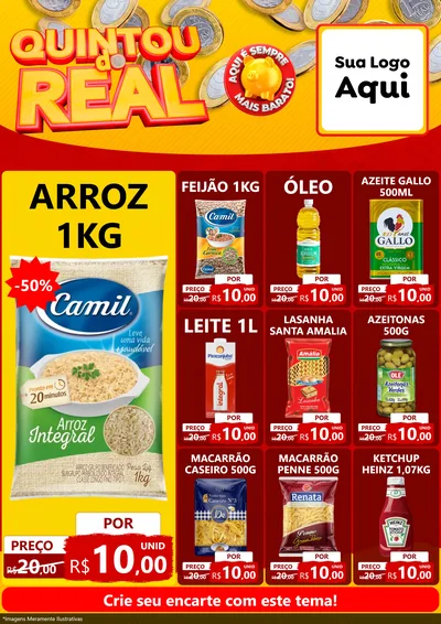 Modelo de Encarte para Encarte A4 Vertical com o tema Quintou do Real para Supermercado