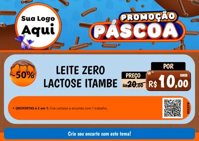 Modelo de Cartaz para Cartaz A4 Horizontal com o tema Promoção Páscoa para Frios e Laticínios