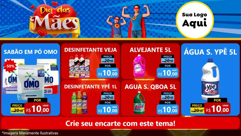 Modelo de TV para TV Horizontal com o tema Dia das Mães para Produtos de Limpeza