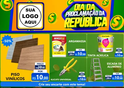 Modelo de Encarte para Encarte A4 Horizontal com o tema Dia Da Proclamação da República para Material para Construção