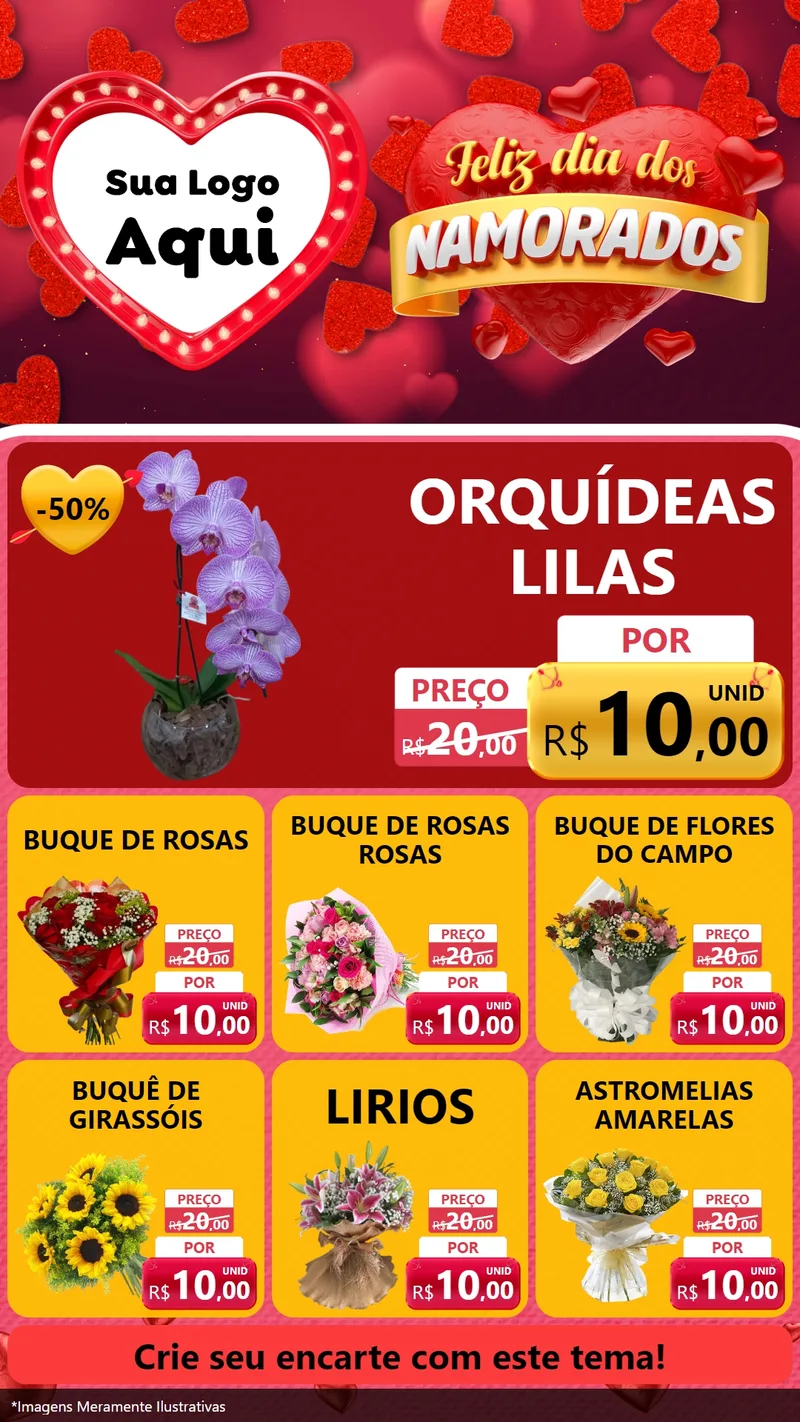 Modelo de Rede Social para Stories com o tema Feliz Dia Dos Namorados para Floricultura e jardim