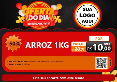 Modelo de Cartaz para Cartaz A4 Horizontal com o tema Oferta do Dia - Só hoje, Aproveite! para Supermercado