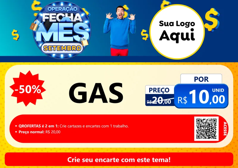 Modelo de Cartaz para Cartaz A4 Horizontal com o tema Operação Fecha Mês Setembro para Água e gás