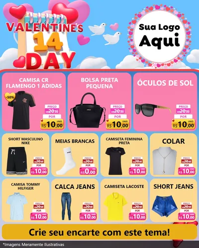 Modelo de Rede Social para Feed Instagram com o tema Valentine's Day para Roupas e acessórios