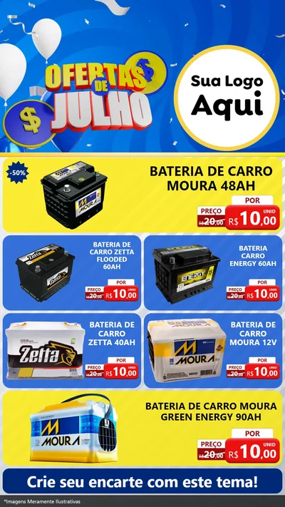 Modelo de TV para TV Vertical com o tema Ofertas de Julho para Baterias Elétricas