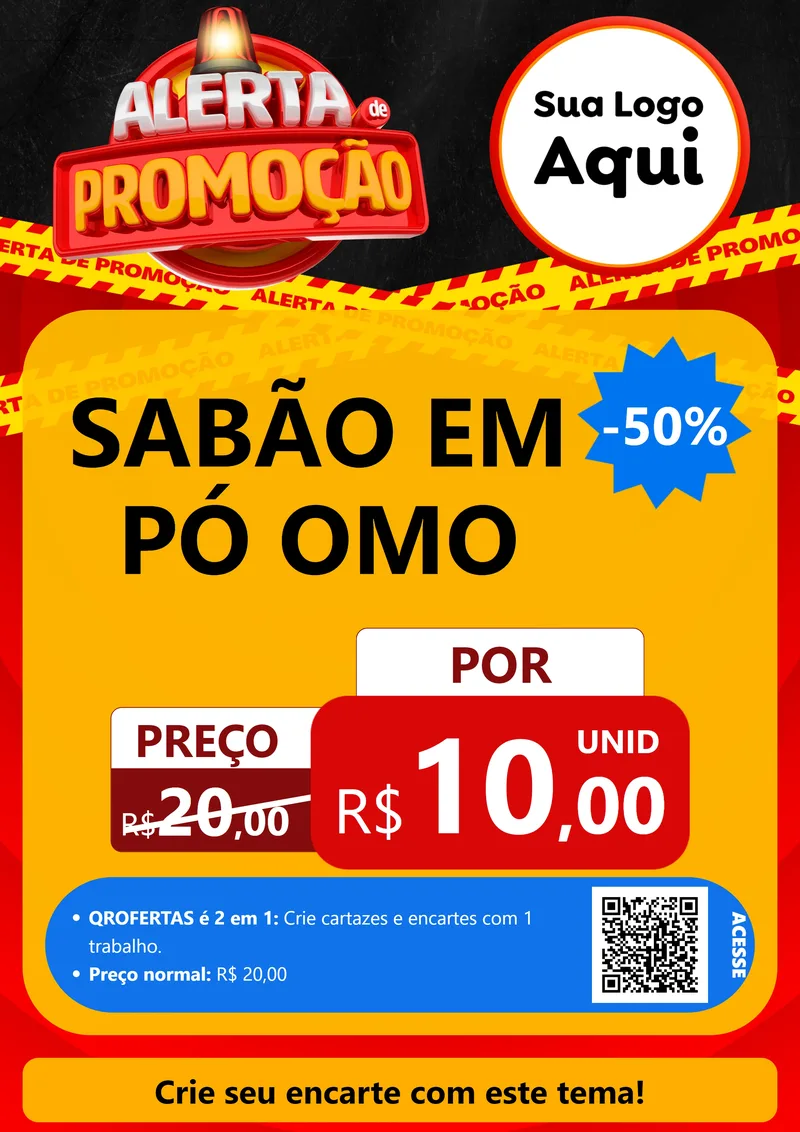 Modelo de Cartaz para Cartaz A4 Vertical com o tema Alerta de Promoção para Produtos de Limpeza