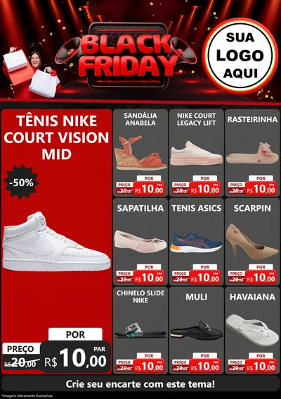 Modelo de Encarte para Encarte A4 Vertical com o tema Black Friday para Calçados
